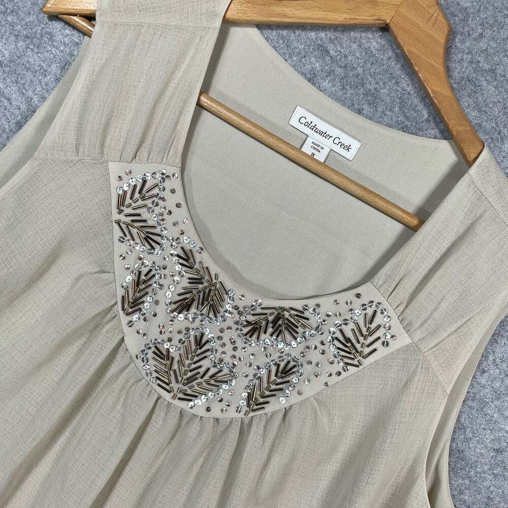 Coldwater Creek Women's 1X Sleeveless Tank Top‎ with Beaded and Sequin Neckline